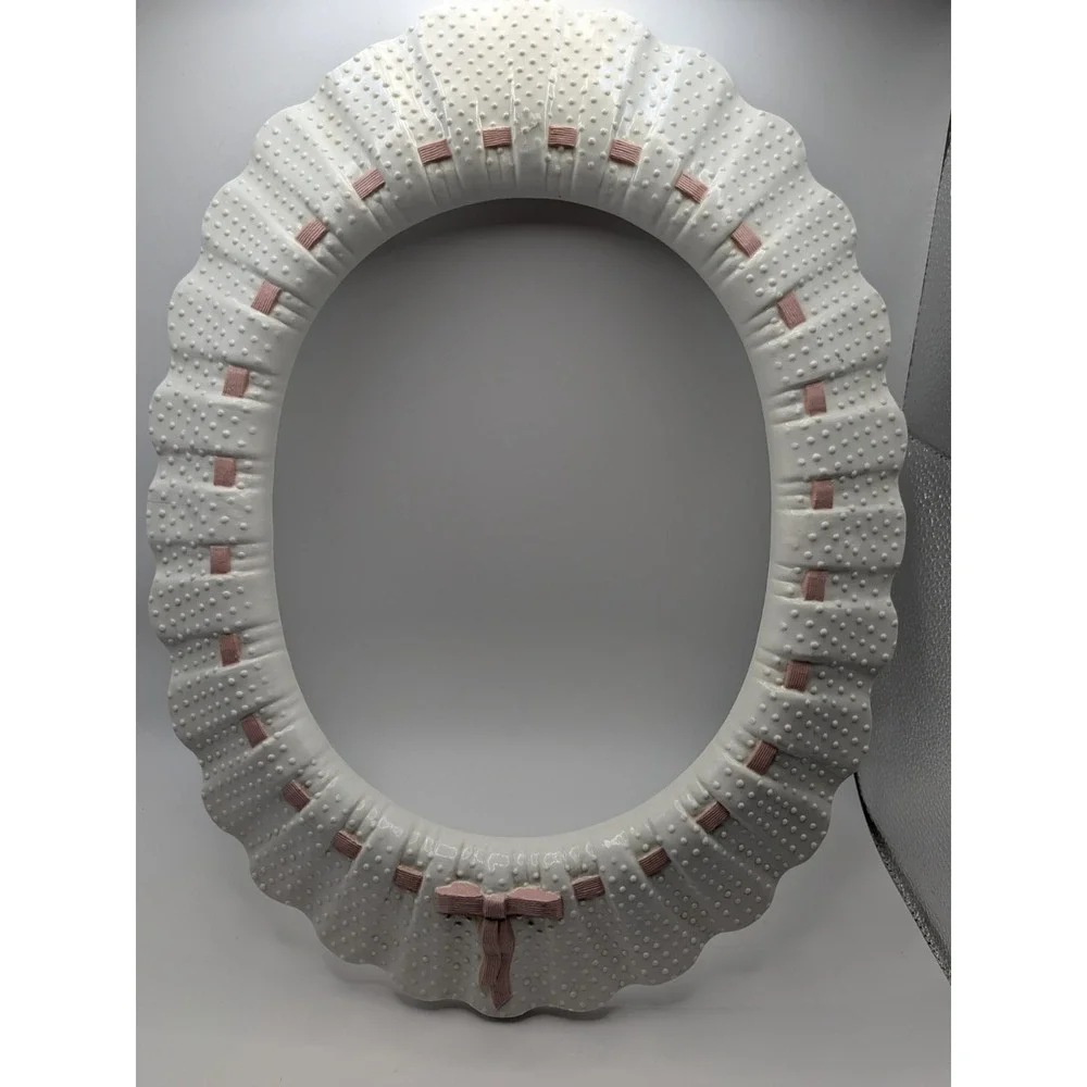 Burwood‎ White Hobnail Pink Ribbon Sconce Candle Holders Cottagecore Wall Set